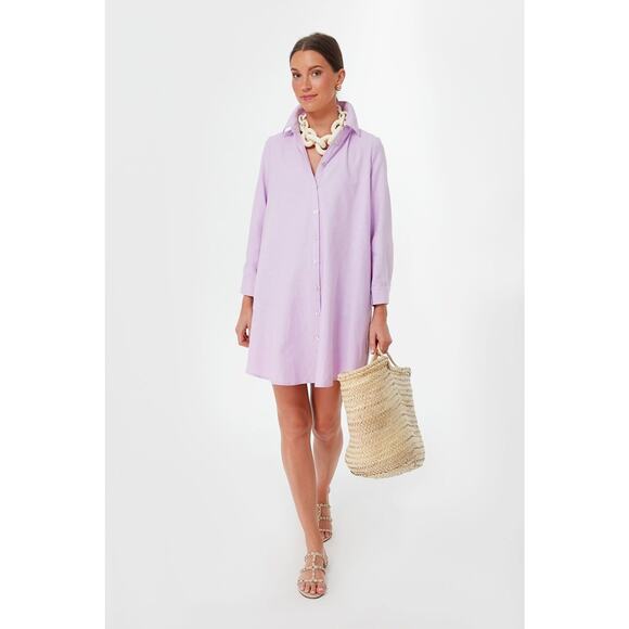 POMANDER PLACE Lavender Oxford Harris Shirt Dress Size XS NWT - Picture 4 of 6